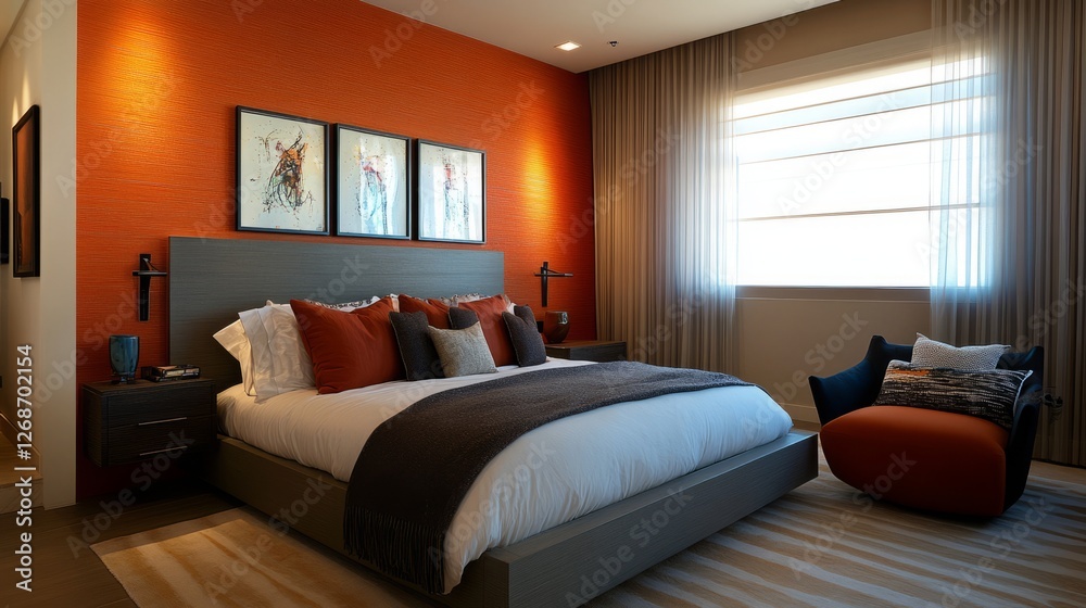 Modern Bedroom Design: Bold Accent Wall, Textures & Dynamic Style Modern Bedroom Design: Bold Accent Wall, Textures & Dynamic Style