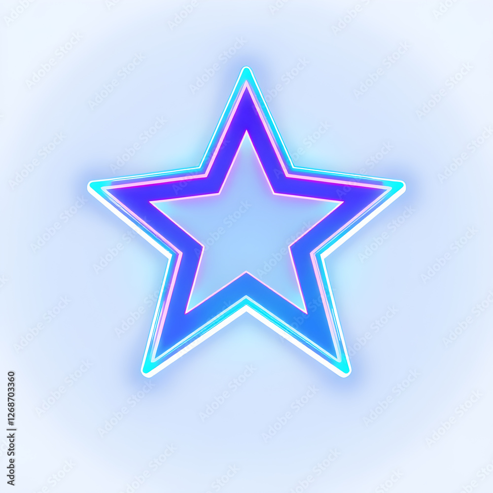 Star holographic 3D icon. neon symbol vector illustration isolated on white background. Generative AI Star holographic 3D icon. neon symbol vector illustration isolated on white background. Generative AI