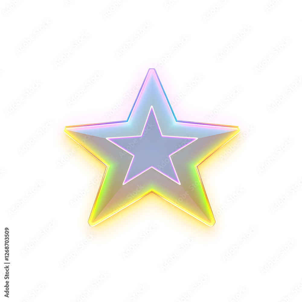Star holographic 3D icon. neon symbol vector illustration isolated on white background. Generative AI Star holographic 3D icon. neon symbol vector illustration isolated on white background. Generative AI