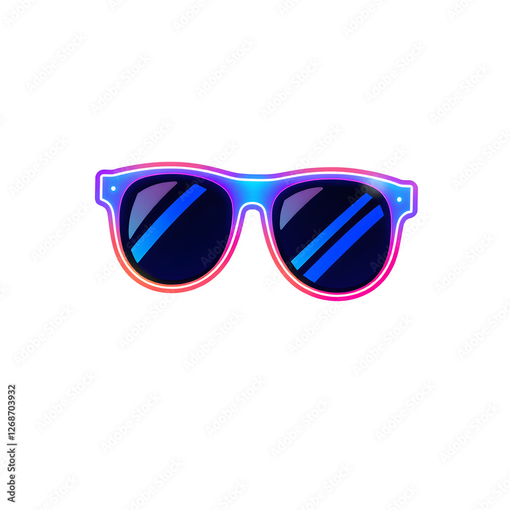 Sunglasses holographic 3D icon. neon symbol vector illustration isolated on white background. Generative AI Sunglasses holographic 3D icon. neon symbol vector illustration isolated on white background. Generative AI