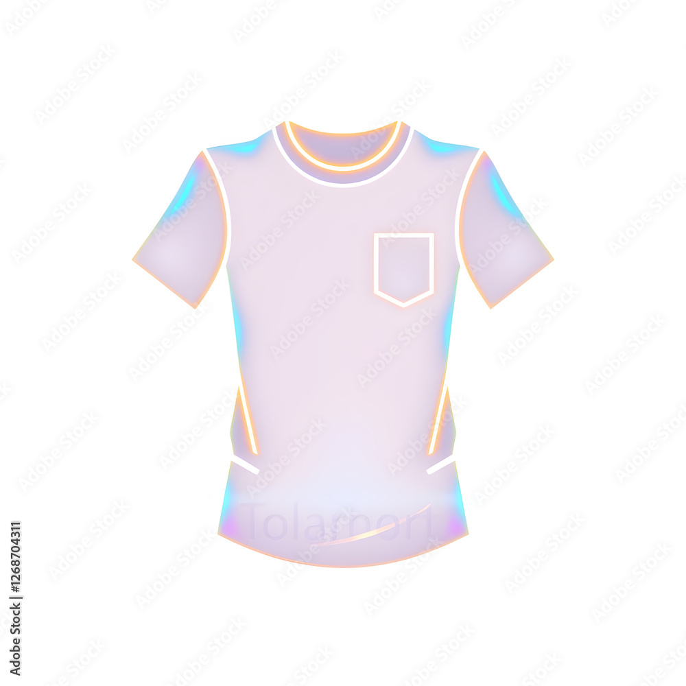 T-shirt holographic 3D icon. neon symbol vector illustration isolated on white background. Generative AI T-shirt holographic 3D icon. neon symbol vector illustration isolated on white background. Generative AI