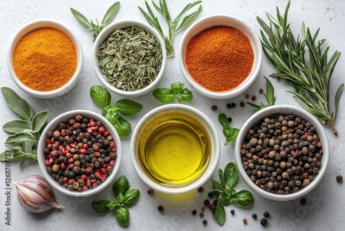 Fototapeta Naklejka Na Ścianę i Meble -  Kitchen oils and spices