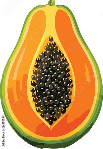 Papaya isolated on a transparent or white background, vector illustration