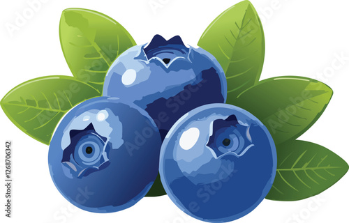 Bilberry isolated on a transparent or white background, vector illustration