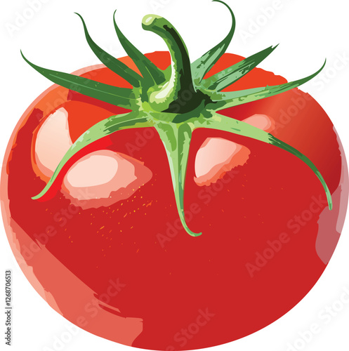 Tomato isolated on a transparent or white background, vector illustration