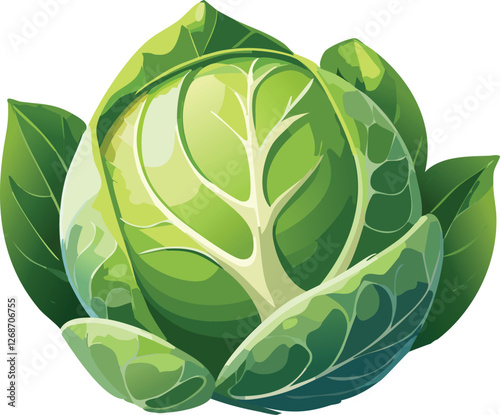 Brussels Sprout isolated on a transparent or white background, vector illustration