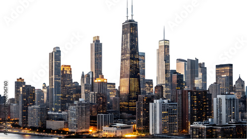 Chicago Skyline with Iconic Architecture and Sunset View