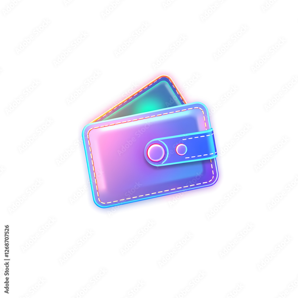 Wallet holographic 3D icon. neon symbol vector illustration isolated on white background. Generative AI Wallet holographic 3D icon. neon symbol vector illustration isolated on white background. Generative AI