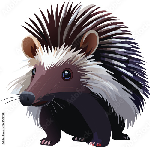 Porcupine isolated on a transparent or white background, vector illustration