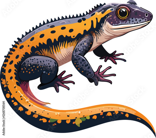 Newt isolated on a transparent or white background, vector illustration