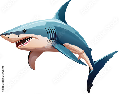 Hammerhead Shark isolated on a transparent or white background, vector illustration