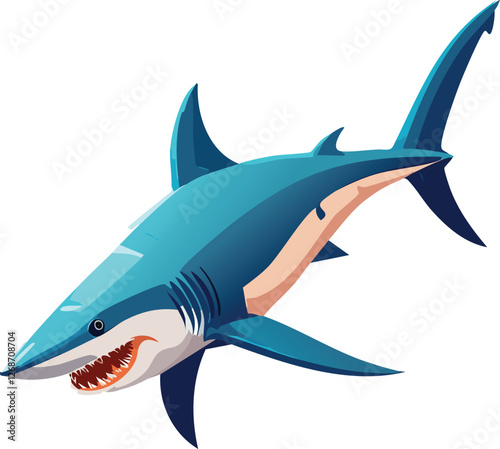Hammerhead Shark isolated on a transparent or white background, vector illustration