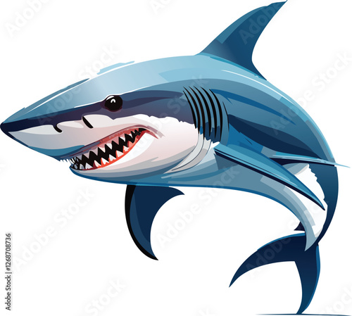 Mako Shark isolated on a transparent or white background, vector illustration