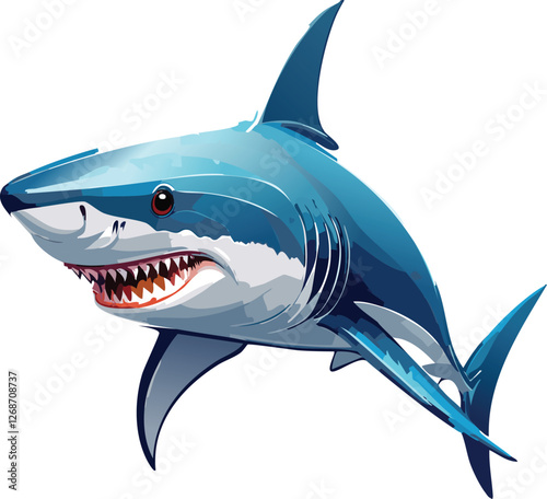 Mako Shark isolated on a transparent or white background, vector illustration