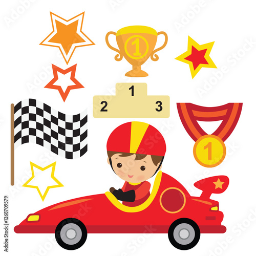 Race set vector cartoon illustration