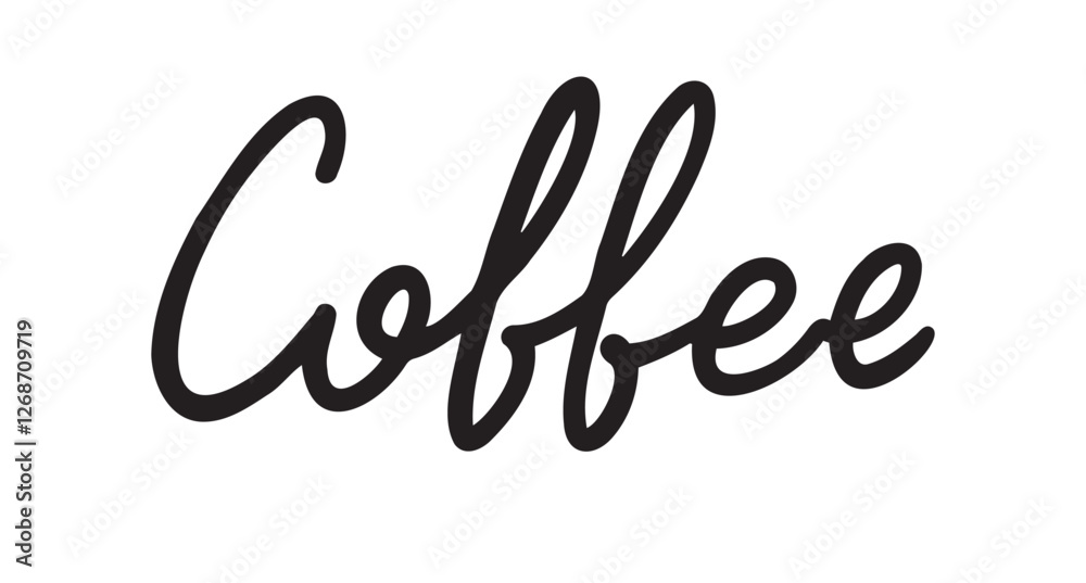 Coffee calligraphy hand drawn lettering and brush pen word. Coffee handwritten text for coffee house, cafe, restaurant or bakery Coffee calligraphy hand drawn lettering and brush pen word. Coffee handwritten text for coffee house, cafe, restaurant or bakery