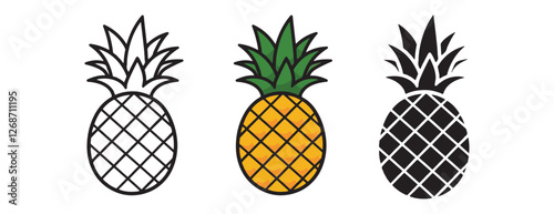 vector of silhouette, illustration and silhouette of pineapple
