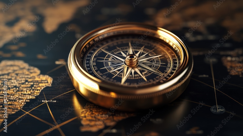 custom made wallpaper toronto digitalGolden Compass On World Map.