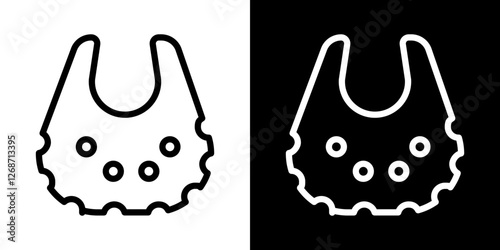 Baby bib icons vectors set in stroke line style.