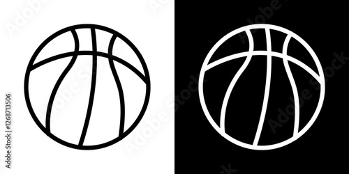 Basketball icons vectors set in stroke line style.