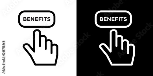 Benefits icons vectors set in stroke line style.