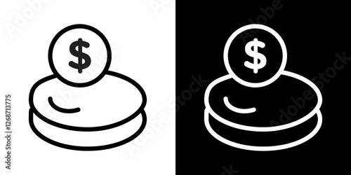 Budget planning icons vectors set in stroke line style.