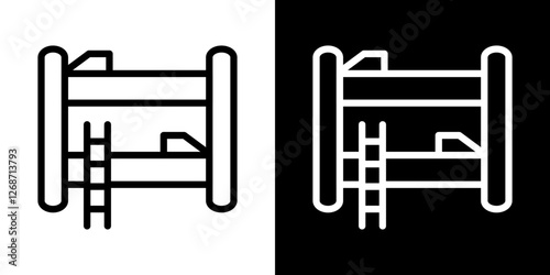 Bunk bed icons vectors set in stroke line style.