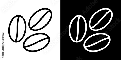 Coffee beans icons vectors set in stroke line style.