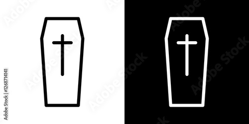 Coffin icons vectors set in stroke line style.