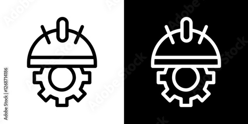 Construction worker icons vectors set in stroke line style.