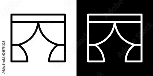 Curtains icons vectors set in stroke line style.