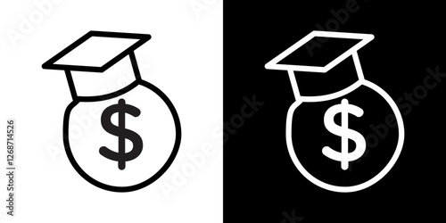 Education cost icons vectors set in stroke line style.