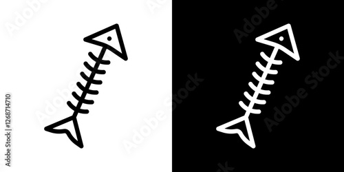 Fishbone icons vectors set in stroke line style.