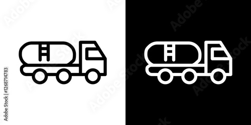 Fuel truck icons vectors set in stroke line style.