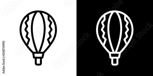 Hot air balloon icons vectors set in stroke line style.