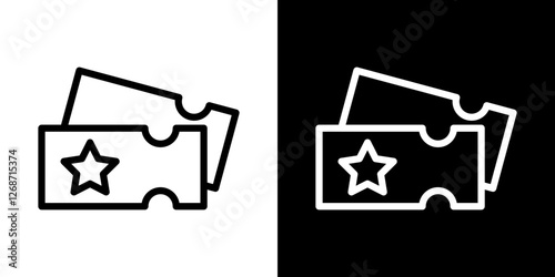 Movie ticket icons vectors set in stroke line style.