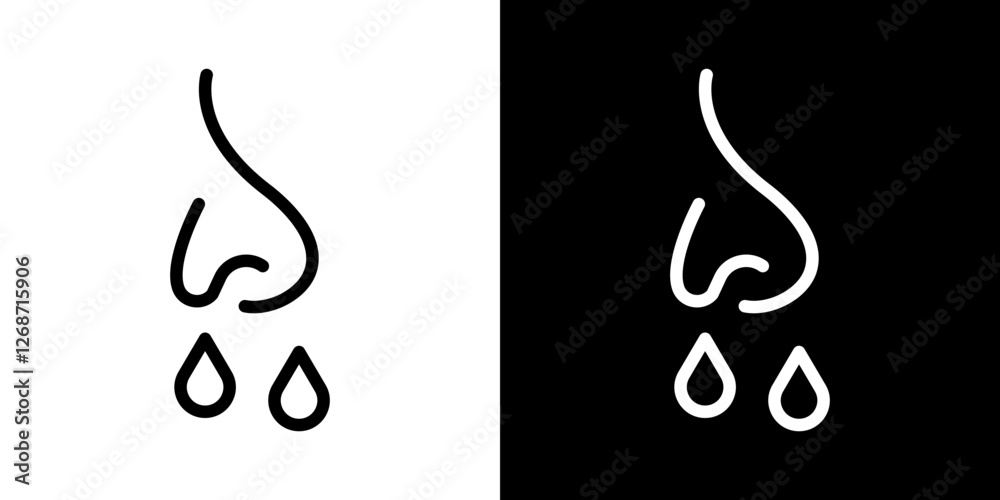 Runny nose icons vectors set in stroke line style. Runny nose icons vectors set in stroke line style.