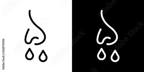 Runny nose icons vectors set in stroke line style.