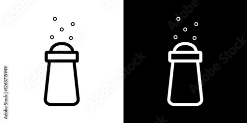 Salt and pepper shakers icons vectors set in stroke line style.