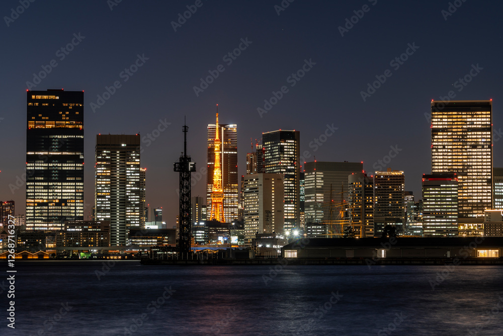 Fototapeta premium 夜の東京 晴海、豊洲の風景