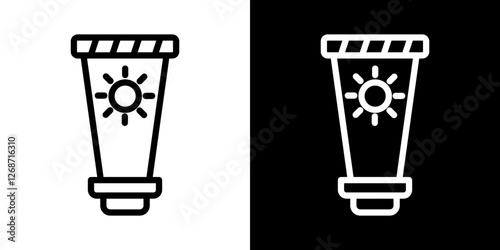 Sun cream icons vectors set in stroke line style.
