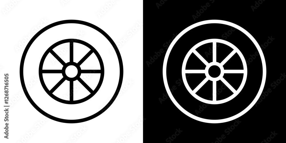 Tyre icons vectors set in stroke line style. Tyre icons vectors set in stroke line style.