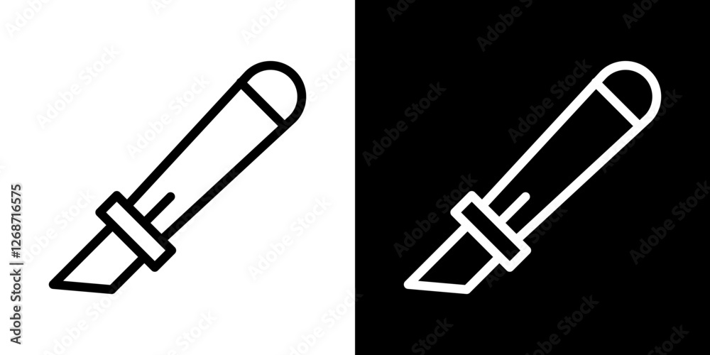 Utility knife icons vectors set in stroke line style. Utility knife icons vectors set in stroke line style.