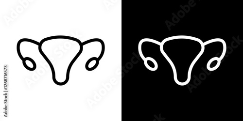 Uterus icons vectors set in stroke line style.