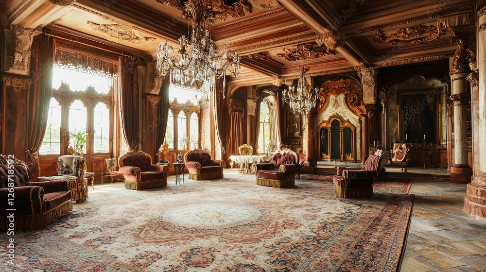 Obraz premium Richly Decorated Medieval Parlor with Elegant Furnishings