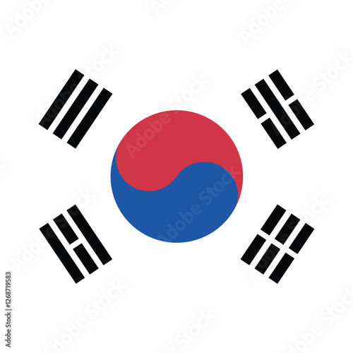 Flag of South Korea. South Korea square flag icon digital vector illustration