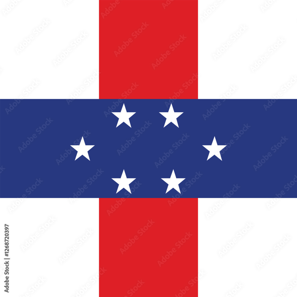 Flag of Netherlands Antilles. Netherlands Antilles square flag icon digital vector illustration Flag of Netherlands Antilles. Netherlands Antilles square flag icon digital vector illustration