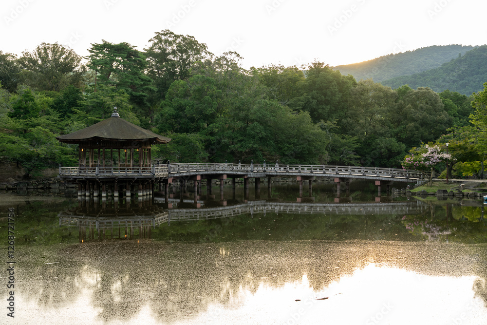 Ukimido Pavilion in Nara park early in the morning