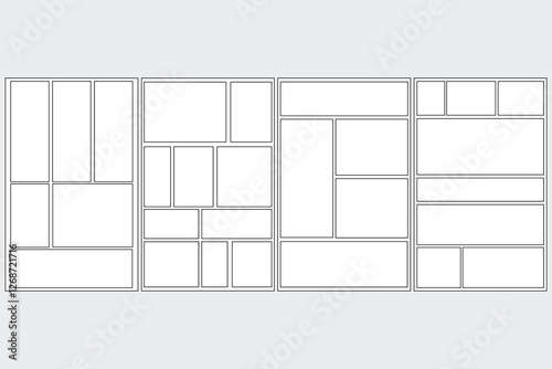 Set of templates for manga comic panels. Backgrounds for comics or manga. Comic or Manga background frames and panels, designed for use by mangaka or comic artists.