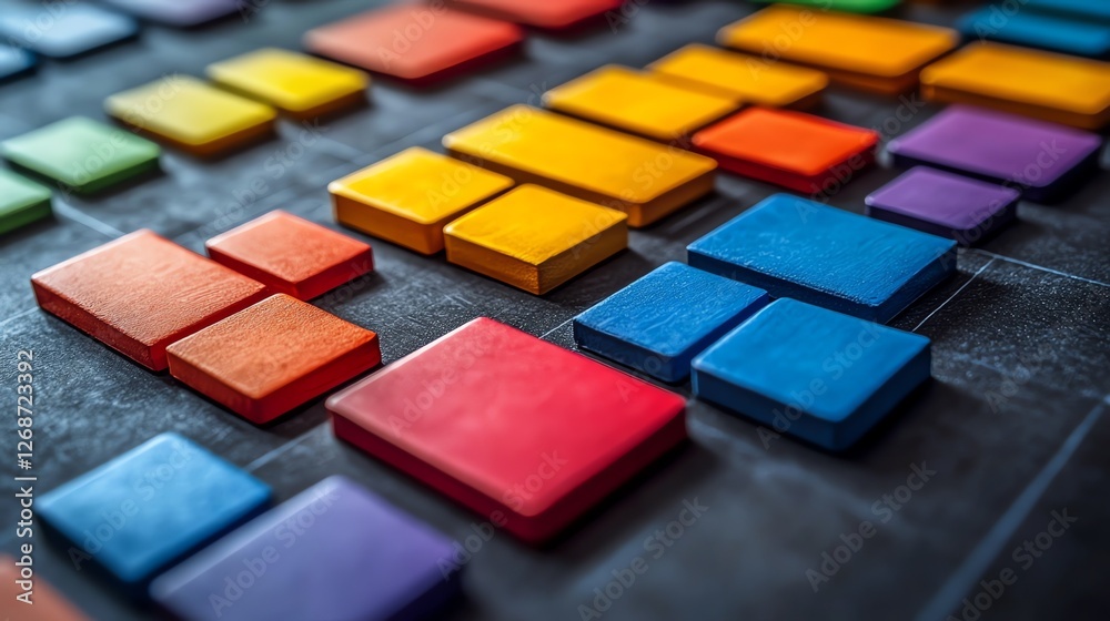 Colorful Wooden Blocks Abstract Design Texture red art blue cyan bold 